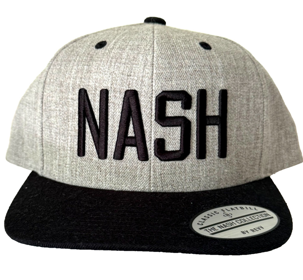 The Nash Collection NASH Flat Bill Snapback Hat Gray Black Adjustable NWT